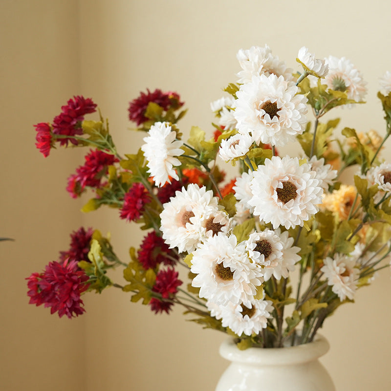 21" Artificial Daisy Bush with 8 Blooms, Silk Flower Arrangement for Home Decor, Weddings, Offices