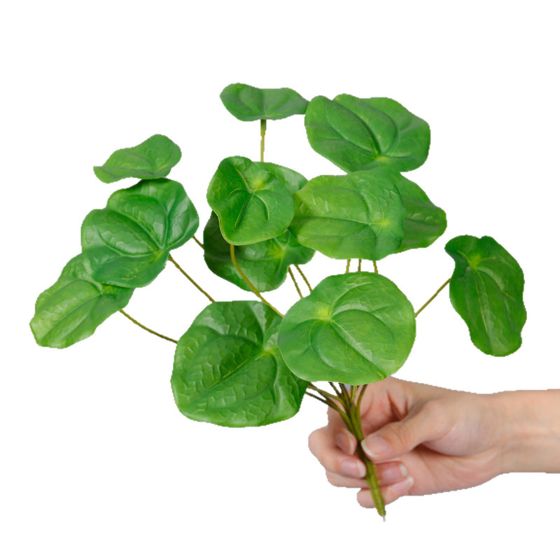 Artificial Mirror Leaf Pothos Bush, 12 Leaves, Plastic Greenery Stem for Vases, Home Decor, Weddings & Hotel Displays