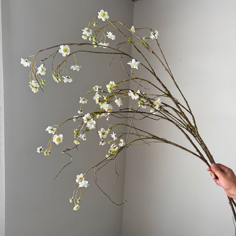 52" Single Stem Pearl Spiraea & Delphinium Artificial Flower, Silk Material, Wedding, Outdoor, Home Decor