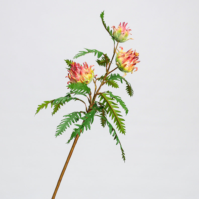 Artificial Thistle Single Stem, 14 Leaves & 3 Blooms, 39" Tall Faux Floral for Home Decor, Wedding Centerpieces, Commercial Display