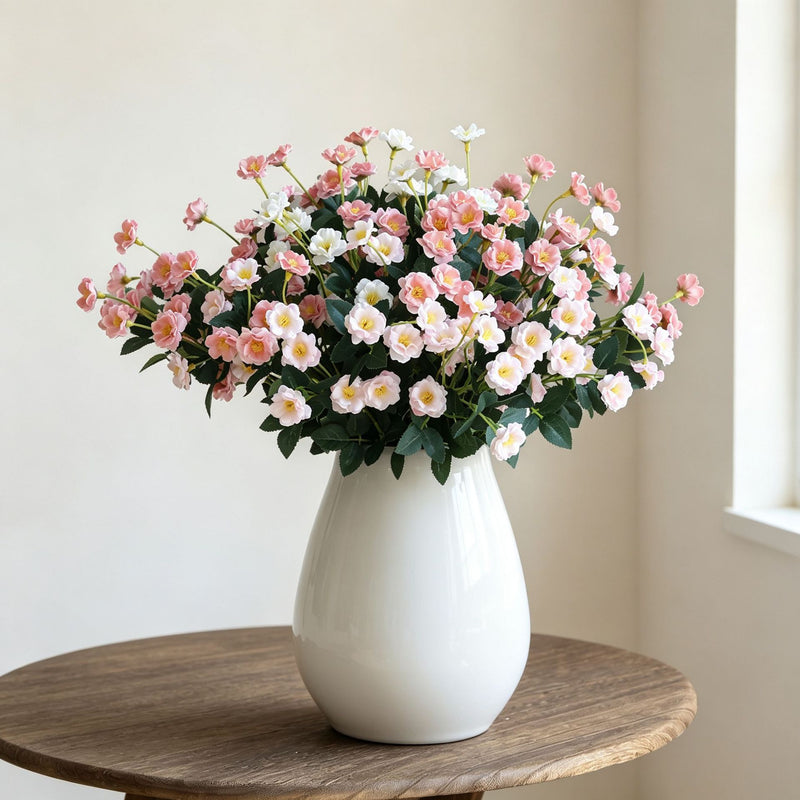 Artificial Rose Bush, 15" Silk Flower Bouquet for Wedding Decor, Home Styling, and Event Arrangements, Allergy-Free & Pet-Safe