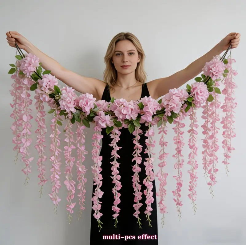 Artificial Wisteria Vine Garland, 91" Silk-Like Faux Floral Decor for Home, Wedding & Events