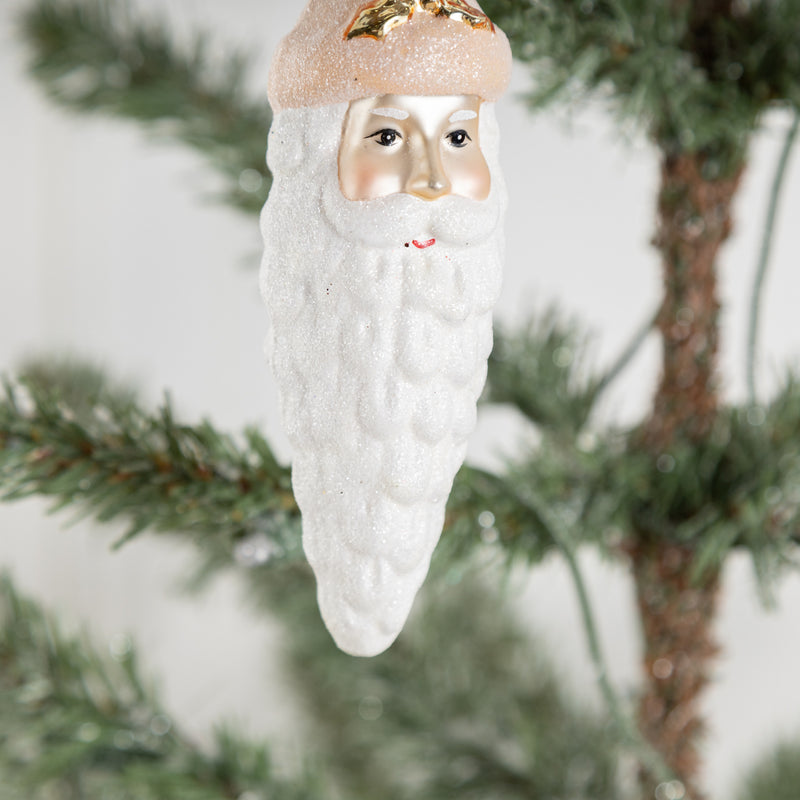 Bulk Christmas Ornaments Icicle Santa Glass Hanging Decoration with Chain for Xmas Tree Decor Wholesale