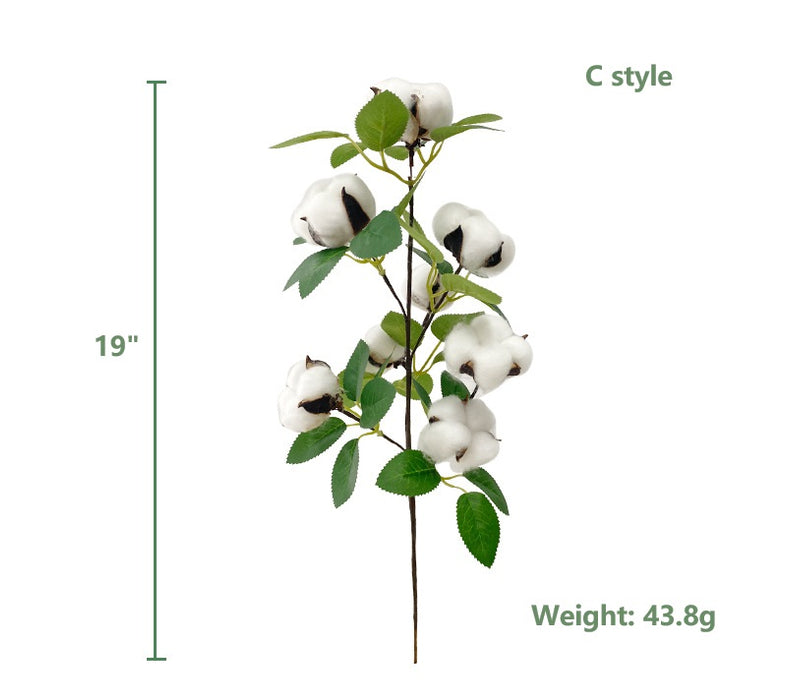 Bulk Artificial Elastic Cotton Branch with Real Touch Leaf Floral Stems for Home Decor Wholesale