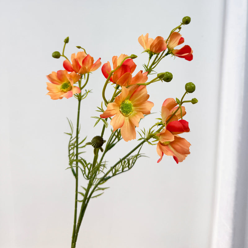 Artificial Cosmos Silk Flowers, 27" Bush with 8 Blooms, Realistic Faux Floral Arrangement for Wedding Centerpieces & Home Decor