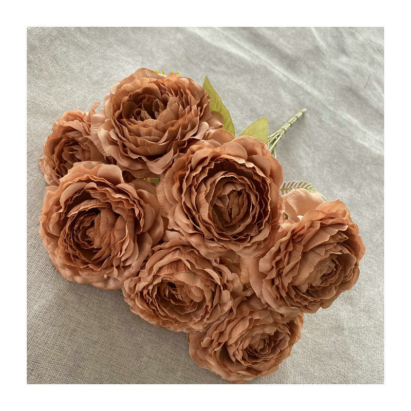 16" Silk Peony Bush with 7 Blooms, Artificial Flowers for Weddings & Home Decor, Realistic Faux Floral Arrangement