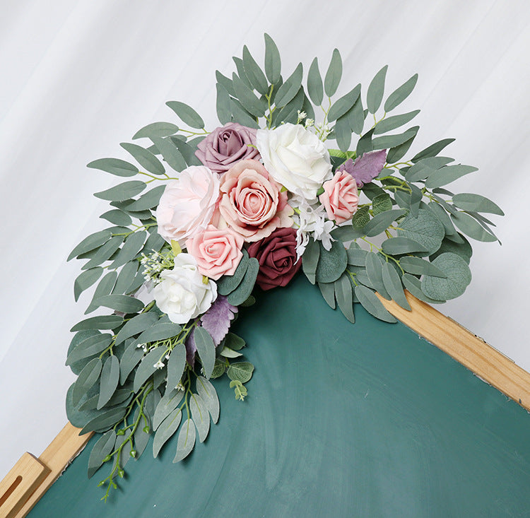 Flor artificial a granel Swag boda arco ceremonia de bienvenida signo y recepción telón de fondo decoración Floral al por mayor