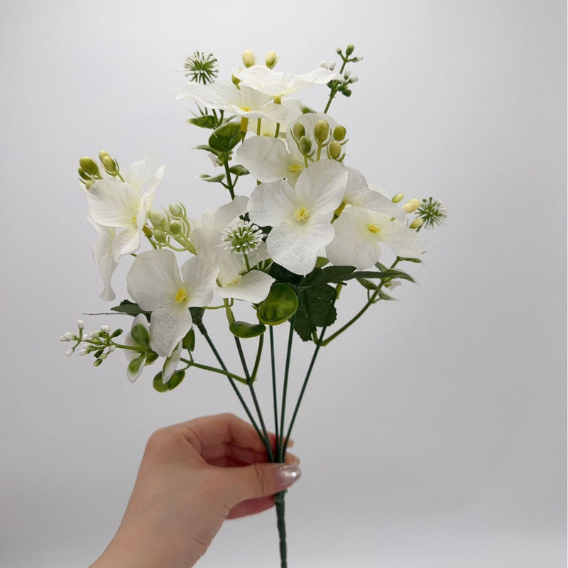 Hydrangea Bush with Pastel Blooms, Silk-Like Fabric, 14" Tall, Perfect for Home Decor, Weddings & Events