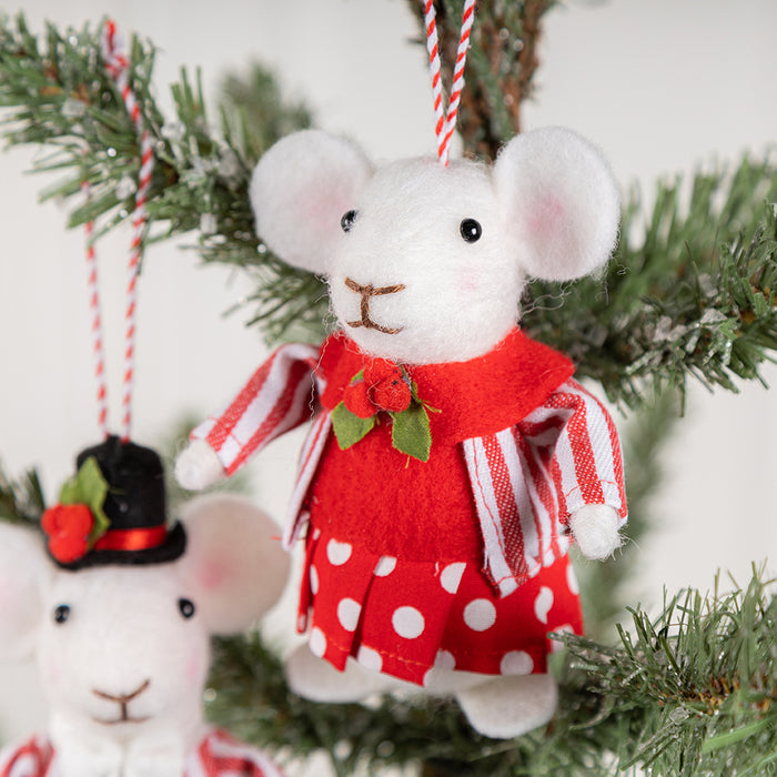 Bulk Christmas Felt Mice Ornaments for Christmas Tree Wreath Home