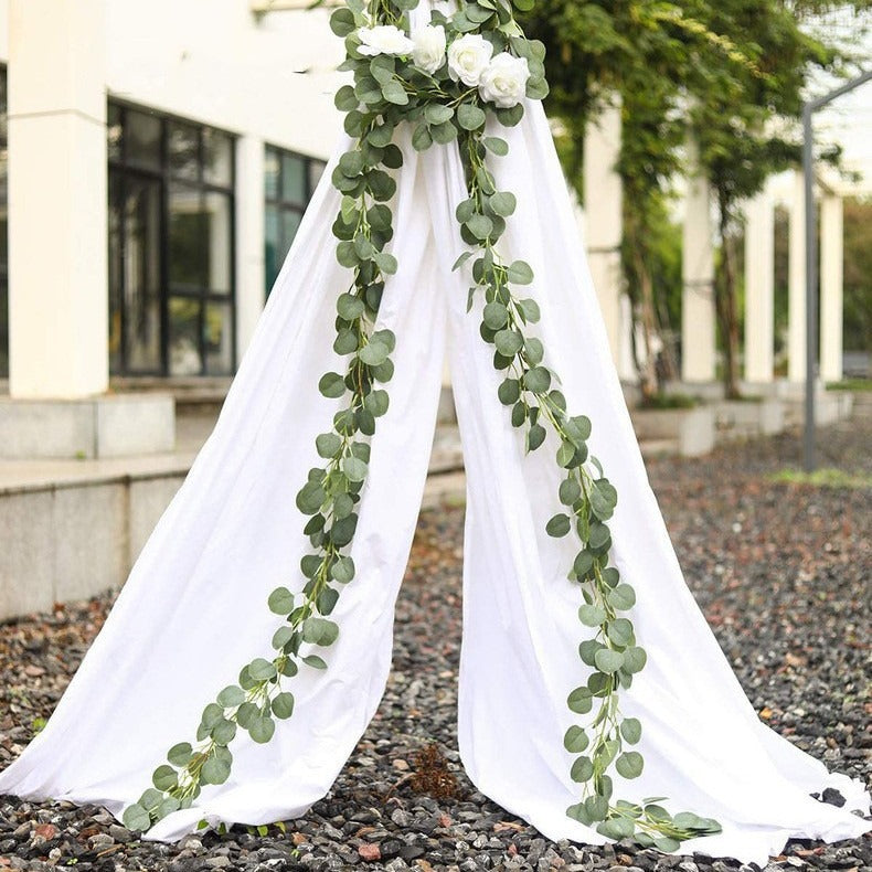 75" Artificial Eucalyptus Vine with 146 Leaves, Trailing Faux Greenery for Weddings, Home Decor, and Commercial Spaces