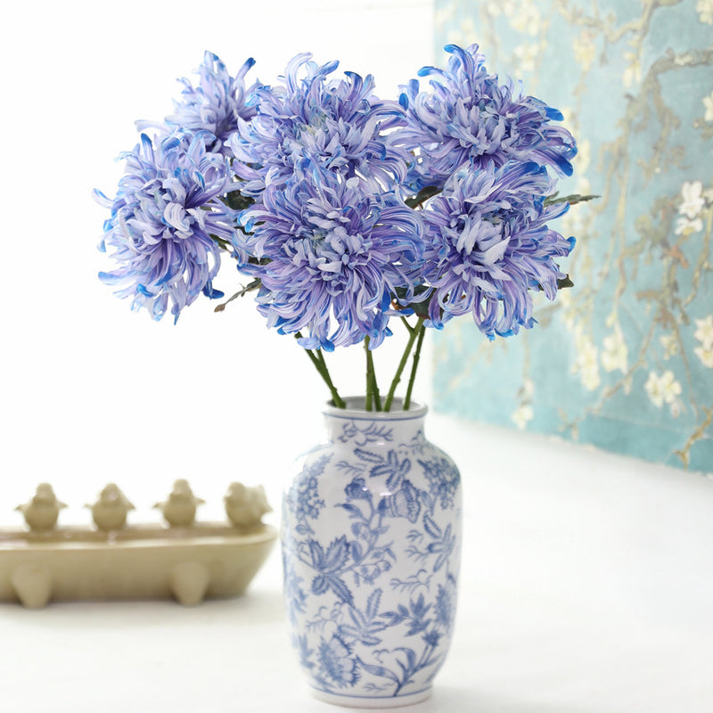 Artificial Peony Chrysanthemum Single Stem, Faux Silk Fabric Flower with Bendable Stem, Home Decor & Holiday Display