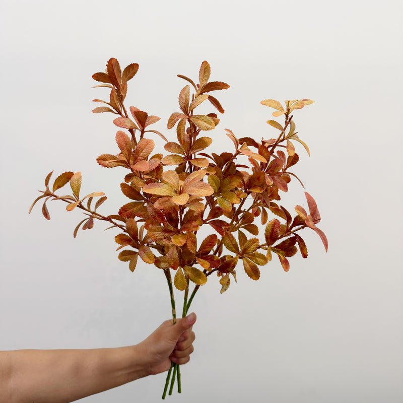 Artificial Eucalyptus-Style Leaf Bush, Autumn Tone Faux Greenery Pick, Plastic Filler Foliage for Wedding, Vase and Home Decor