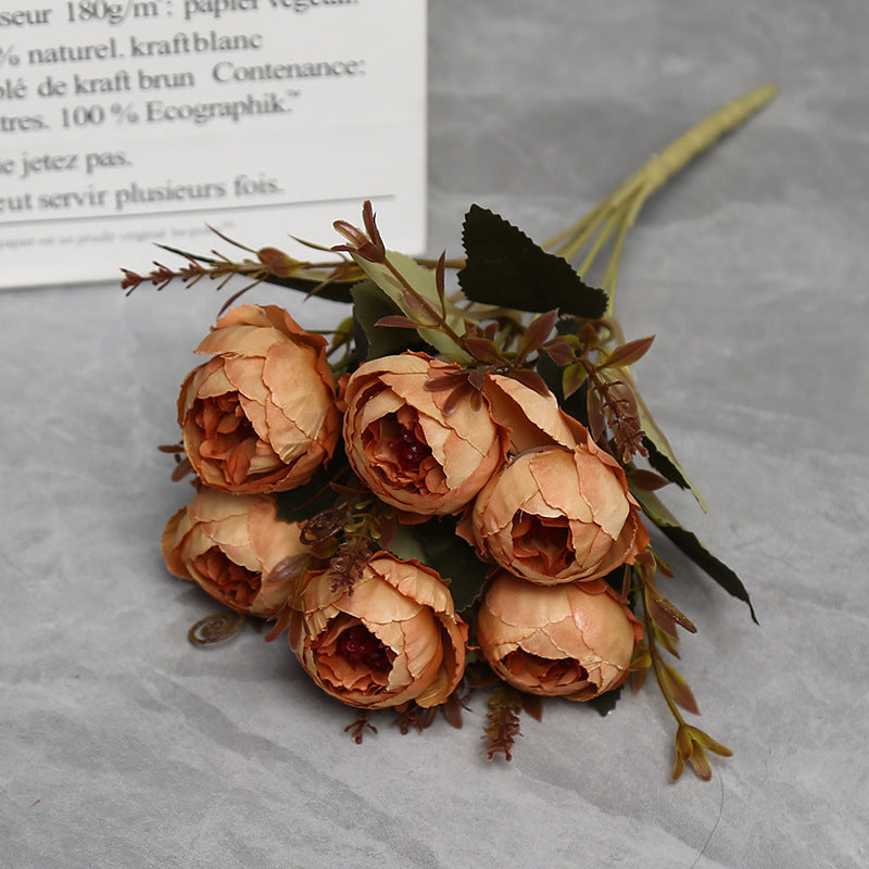 11" Realistic Peony Single Stem with 6 Blooms, Faux Silk Flower for Home Decor, Weddings & Events