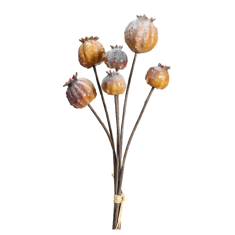 Artificial Poppy Pod Bouquet, Set of 6 Stems with Realistic Foam Pods, 11" Length for Home Decor, Wedding Centerpieces and Floral Arrangements