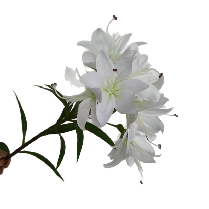 Single Stem Artificial Lily with 10 Blooms, 24" Silk-Like Faux Flowers for Weddings, Home Decor & Floral Arrangements
