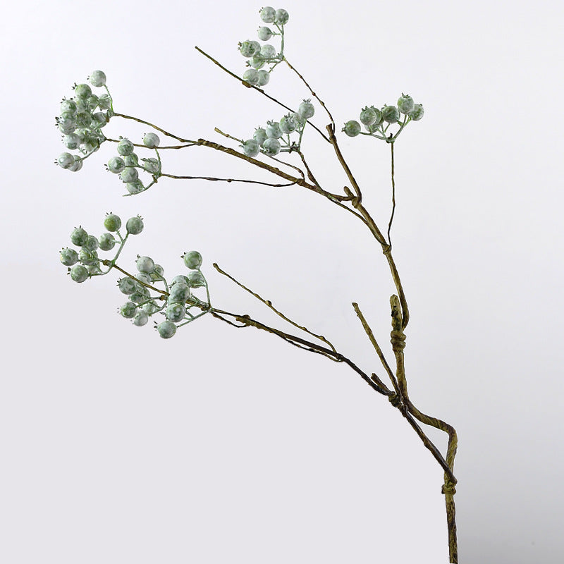 Artificial Blueberry Berry Stem, Single Stem with 9 Berry Clusters, Faux Foam Fruit Branch for Wedding & Home Decor