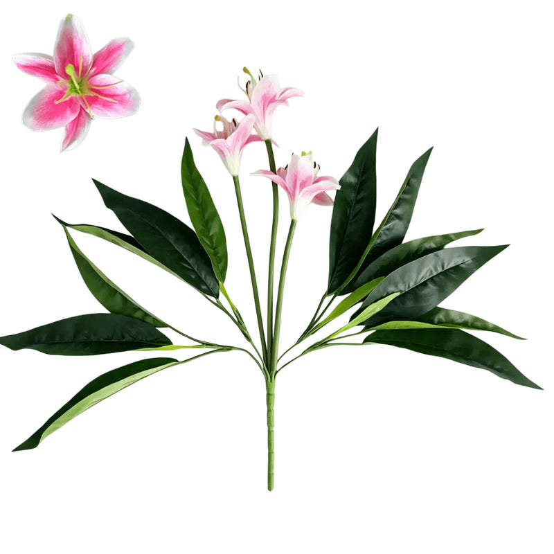 Artificial Lily Bouquet with 3 Blooms, Home & Outdoor Decor