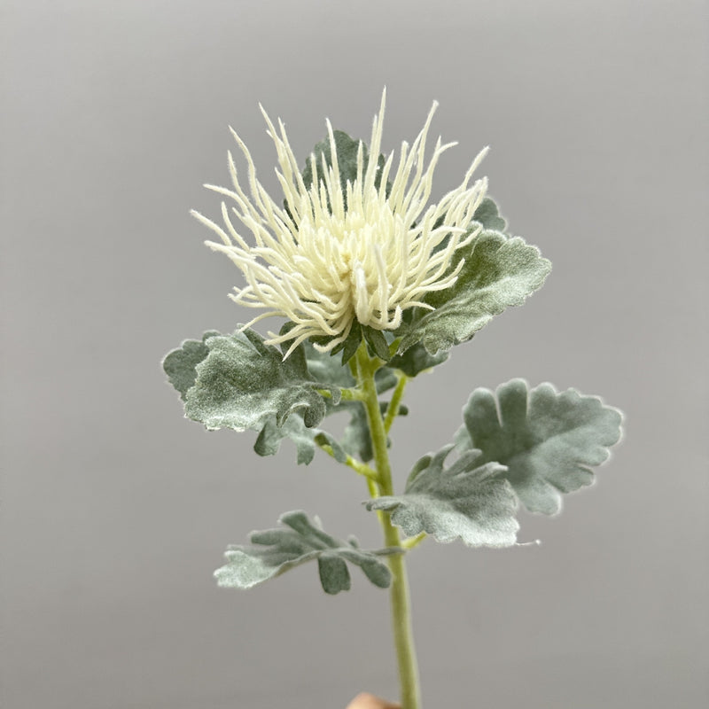 15" Artificial Eryngium Single Stem, Faux Sea Holly Flower with 3" Bloom, Realistic Silk-Like Fabric for Wedding Centerpieces, Home Decor