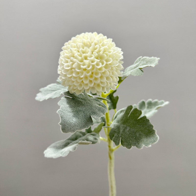 Artificial Chrysanthemum Pompon Single Stem, 14.5" Fluffy Faux Flower for Wedding Centerpieces, Home Decor, Office & Events