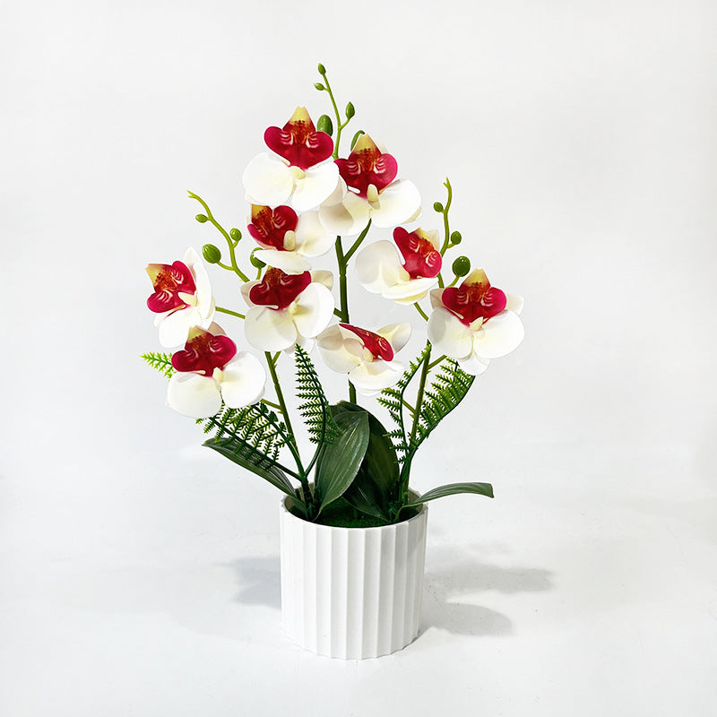 Potted Phalaenopsis Orchid with 9 Blooms, 12.4" Artificial Silk Flower Arrangement for Home Decor, Wedding & Office