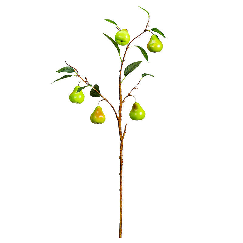 Artificial Pear Branch, Single Stem with 5 Faux Pears, 39" Tall Modern Home Decor for Vase Centerpiece, Wedding & Seasonal Styling