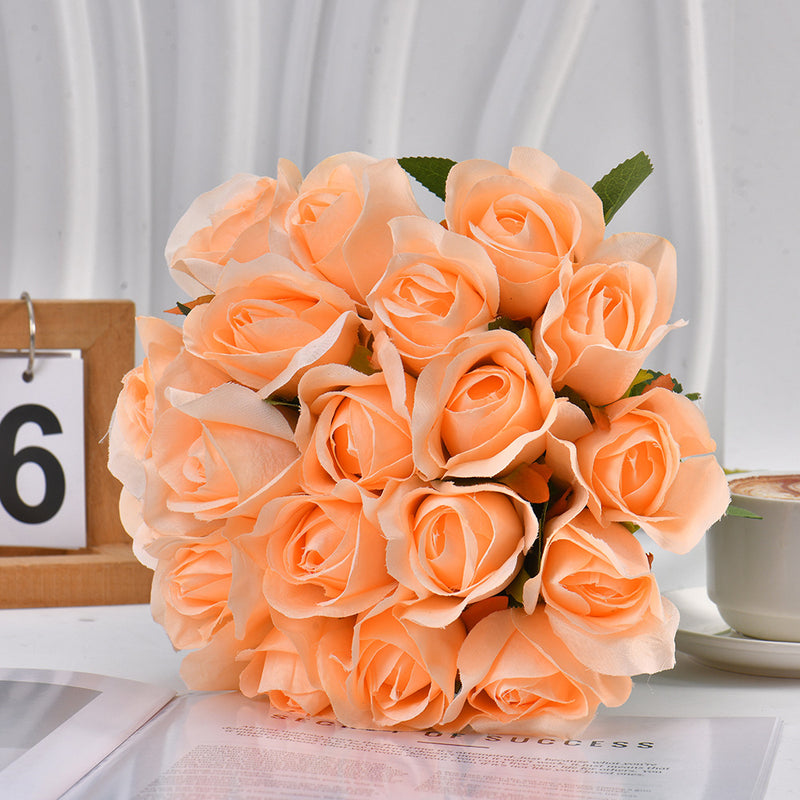 Artificial Rose Single Stem, Faux Silk Snow Mountain Rose with Bendable Stem, Wedding Bouquet & Home Decor