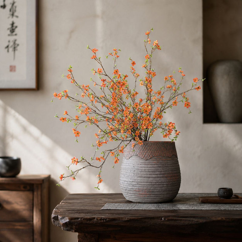 43" Artificial Wintersweet Stem, Single Branch with 88 PU Blooms, Realistic Faux Flower for Home Decor, Wedding Centerpieces, and Office Arrangements