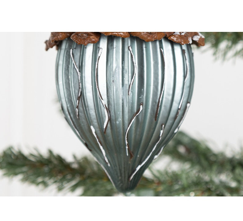 Lot de 2 décorations de Noël en forme de pommes de pin en verre pour Noël, automne, Thanksgiving, fête, décorations à suspendre, vente en gros