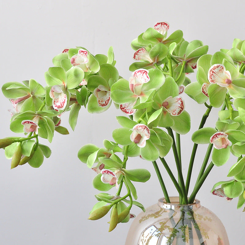 Artificial Phalaenopsis Orchid Stem, Single Stem with 8 Blooms, 27" Long, Realistic PE Flowers for Home Office Wedding Decor