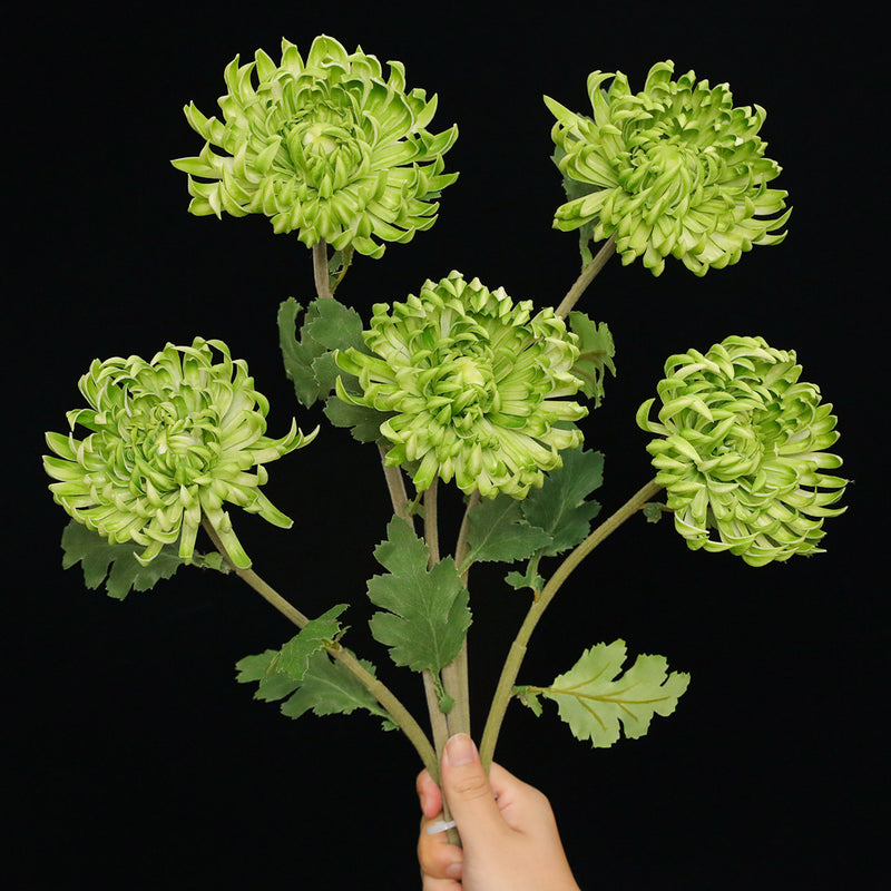 Artificial Chrysanthemum Single Stem, Fall-Colored Silk-Like Flower, 23" Height with 4.5" Bloom, for Home Decor, Weddings & Seasonal Displays