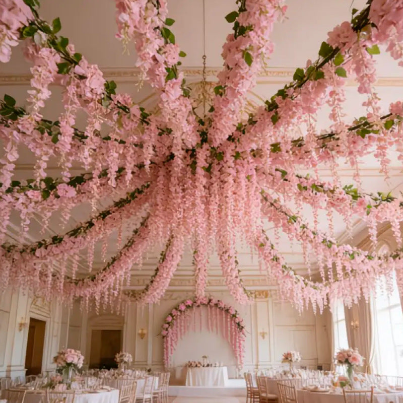 Artificial Wisteria Vine Garland, 91" Silk-Like Faux Floral Decor for Home, Wedding & Events