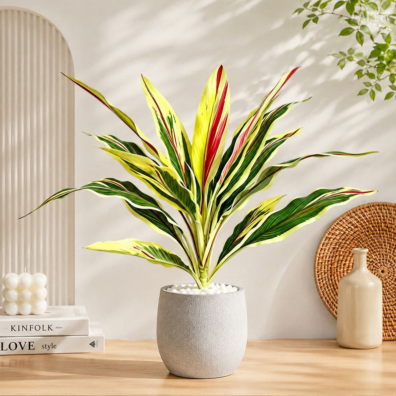 Artificial Fern & Caladium Bush, 22" Realistic Faux Greenery for Home Decor, Weddings & Events, Indoor/Outdoor Use