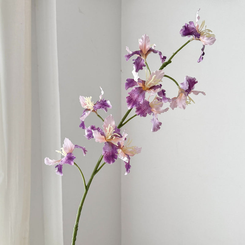 Artificial Iris Bush with 9 Blooms, 37" Tall Silk-Like Faux Flowers for Wedding Decor, Home & Commercial Use