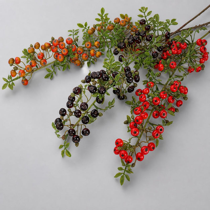 Artificial Red Berry Bush, 34" Rustic Faux Berry Stems for Wedding Centerpieces, Home Decor, and Seasonal Displays