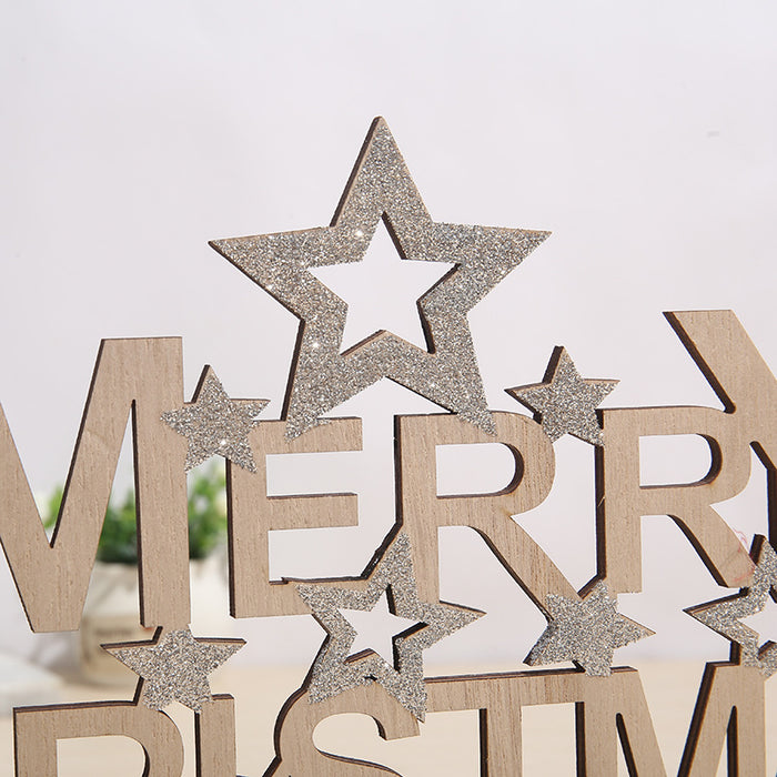 Bulk Merry Christmas Sign Ornament with Glitter Star for Tabletop Decor Wholesale