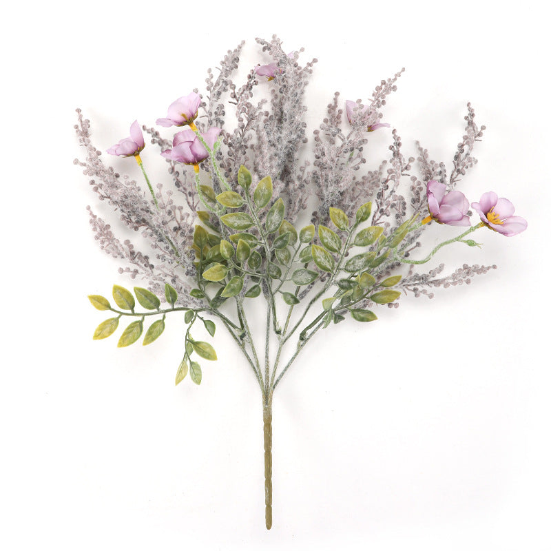 Artificial Wildflower Bush with 7 Blooms, Silk-Like Fabric, 14" Height, Perfect for Home Decor, Weddings, and Events