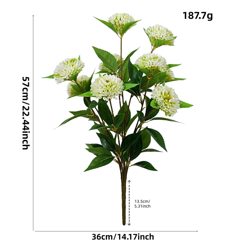22" Artificial Chrysanthemum Bush with 9 Blooms, Realistic Plastic Poms for Home Decor, Weddings & Events