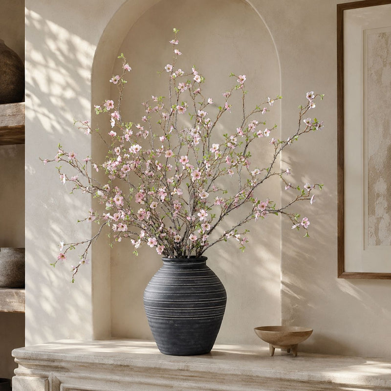 43" Artificial Wintersweet Stem, Single Branch with 88 PU Blooms, Realistic Faux Flower for Home Decor, Wedding Centerpieces, and Office Arrangements