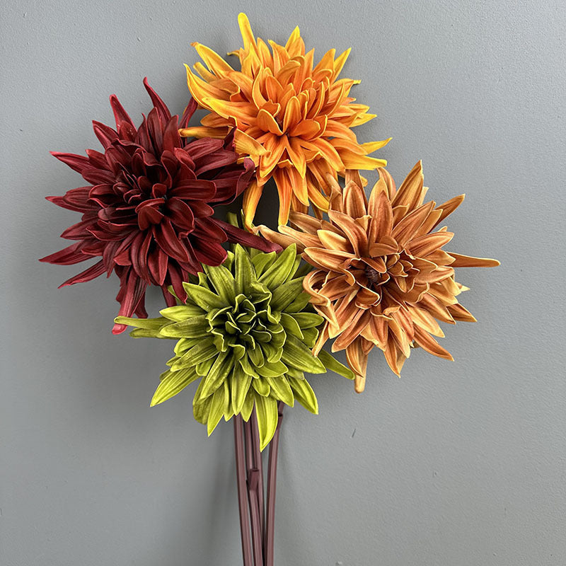 24" Single Stem PU Chrysanthemum Artificial Flower, Realistic Fake Bloom for Wedding Centerpieces, Home Decor, and Commercial Displays
