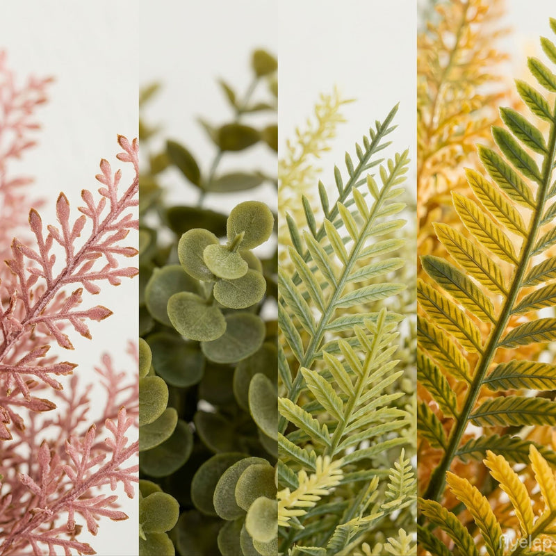 Artificial Eucalyptus & Fern Greenery Bush, Autumn Faux Foliage Stem, Mixed Material, for Vase, Wedding & Home Decor