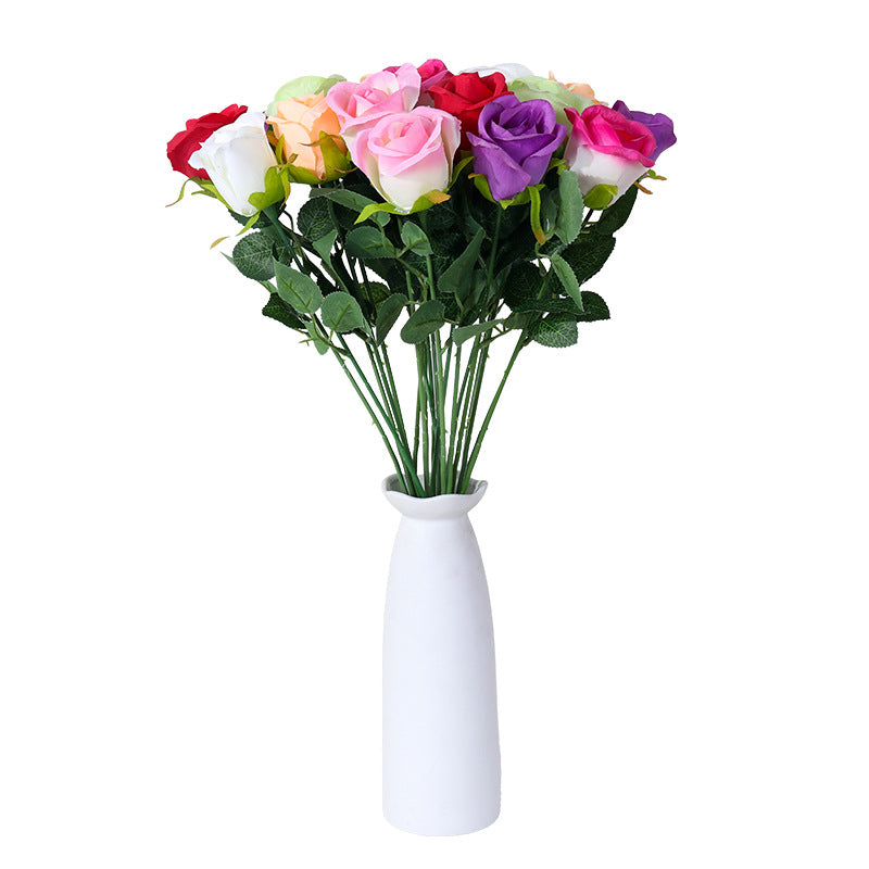 Artificial Rose Single Stem, Faux Silk Snow Mountain Rose with Bendable Stem, Wedding Bouquet & Home Decor