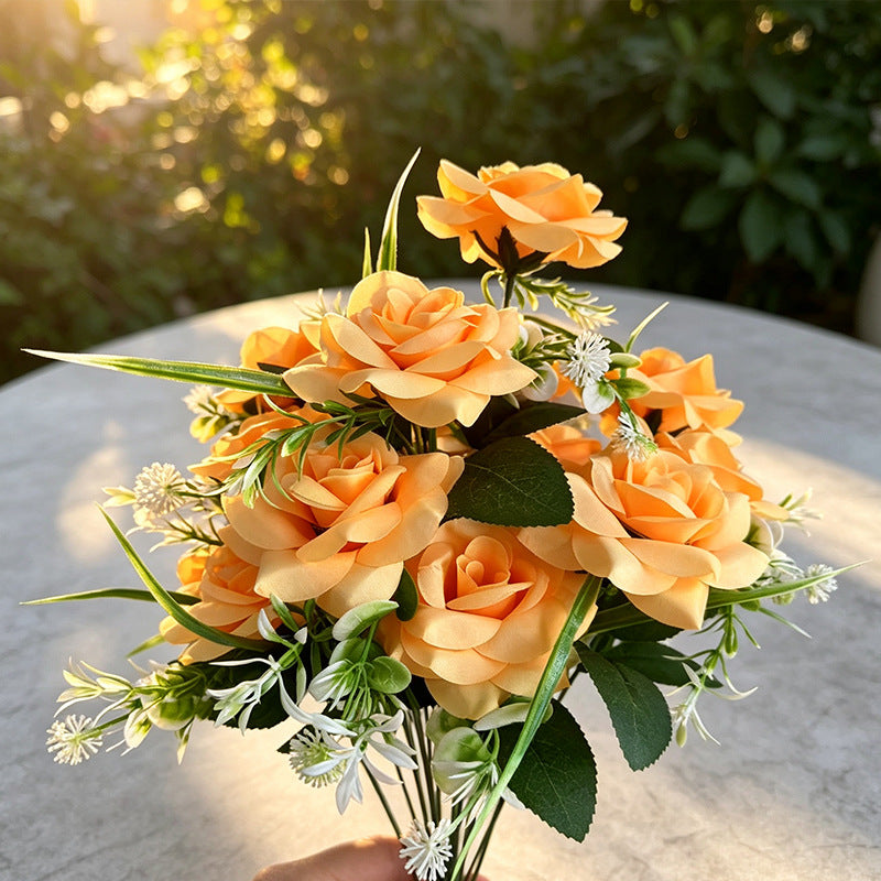 Artificial Rose Bush with 18 Blooms, Modern Style, 16" Tall, Perfect for Weddings, Home Decor, and Events
