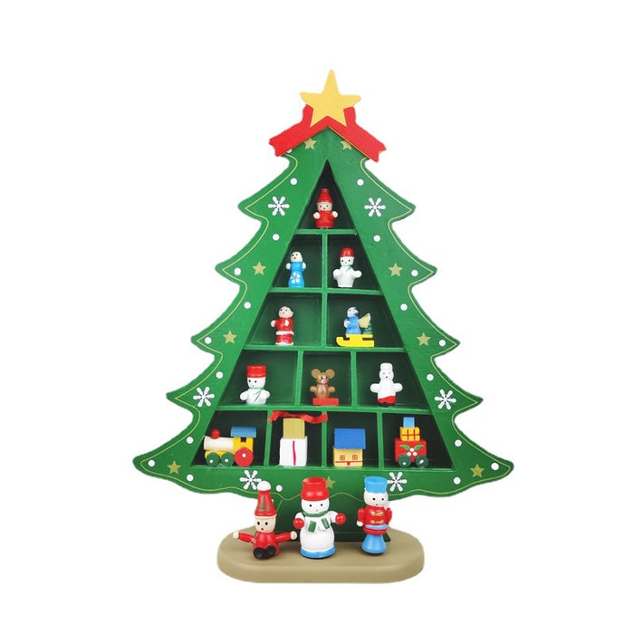 Bulk Plaid Xmas Tree with Dolls Ornaments Sets for Home Desktop Decor Wholesale