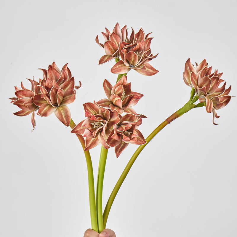 Artificial Clivia Amaryllis Bush with 3 Blooms, 22" Tall Realistic Faux Flowers for Wedding Centerpieces, Home Decor & Commercial Displays