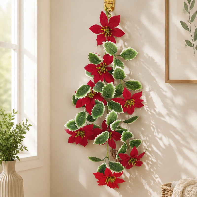 Artificial Christmas Vine Garland, 24" Faux Greenery Trail with Berries, Ins Modern Decor for Holiday Wedding Party Home Office