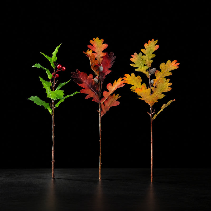Artificial Autumn Leaf Branch, Rubber Tree Foliage Bush, Single Pick in Faux Silk Fabric, for Vase Arrangements & Fall Decor