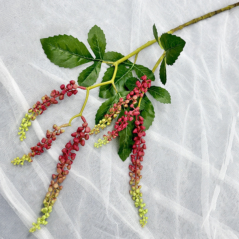 Single Stem Artificial Mountain Trail Vine with 6 Berries, 32" Latex Real-Touch Foliage for Wedding Decor & Home Styling