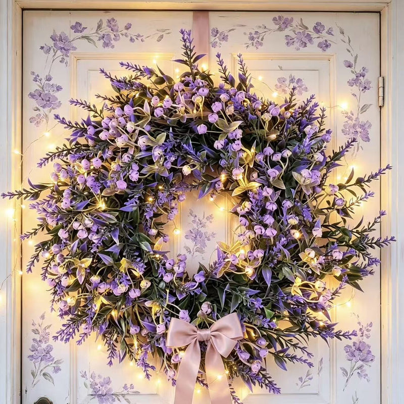Artificial Purple Lavender Baby's Breath Wreath, 12" Height, Plastic Material, Perfect for Home Decor, Weddings, and Office Arrangements