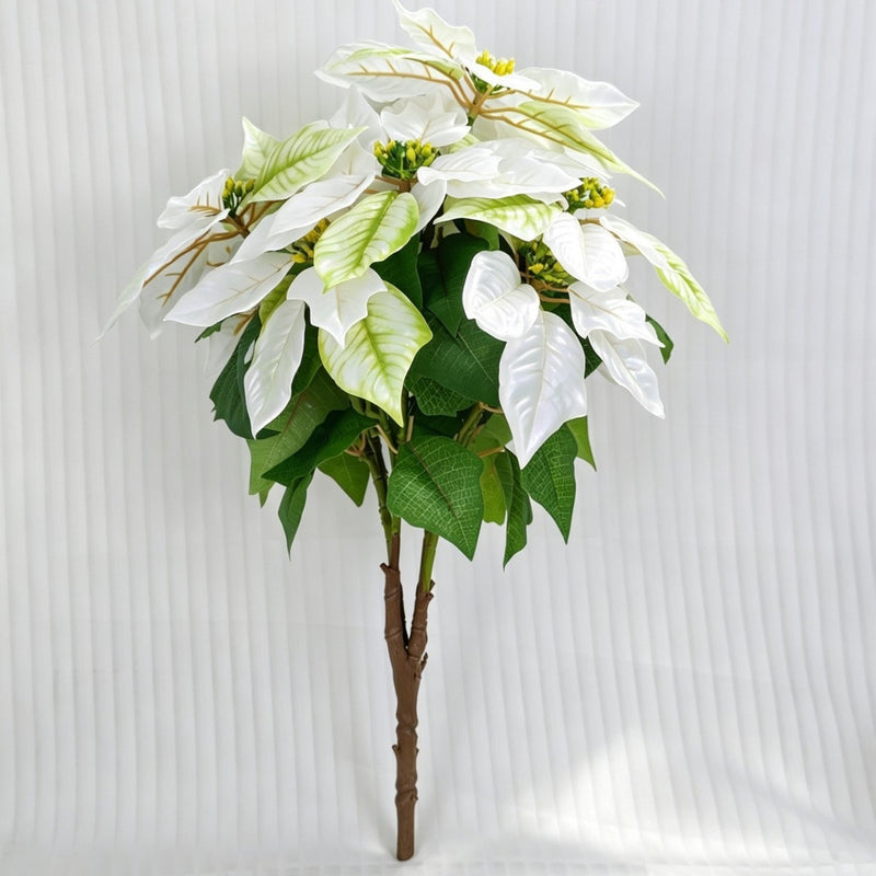 Artificial Poinsettia Christmas Bush with 23" Bloom, Silk-Like Faux Flowers for Holiday Decor, Weddings & Events