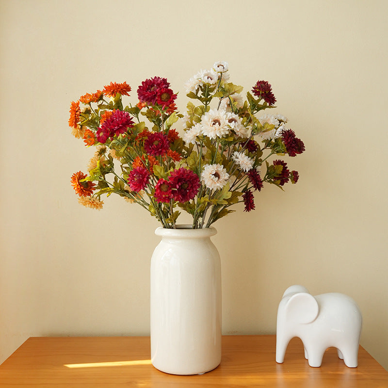21" Artificial Daisy Bush with 8 Blooms, Silk Flower Arrangement for Home Decor, Weddings, Offices